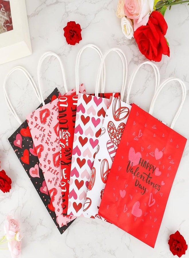Linsuminn Valentines Gift Bags, 12 PCS Valentine Paper Bags with Handles, Valentines Day Gift Bag, Heart Shaped Valentine Treat Goodie Candy Cookie Bag for Valentine's Day Wedding Holiday Party Favor Supplies - Image 5